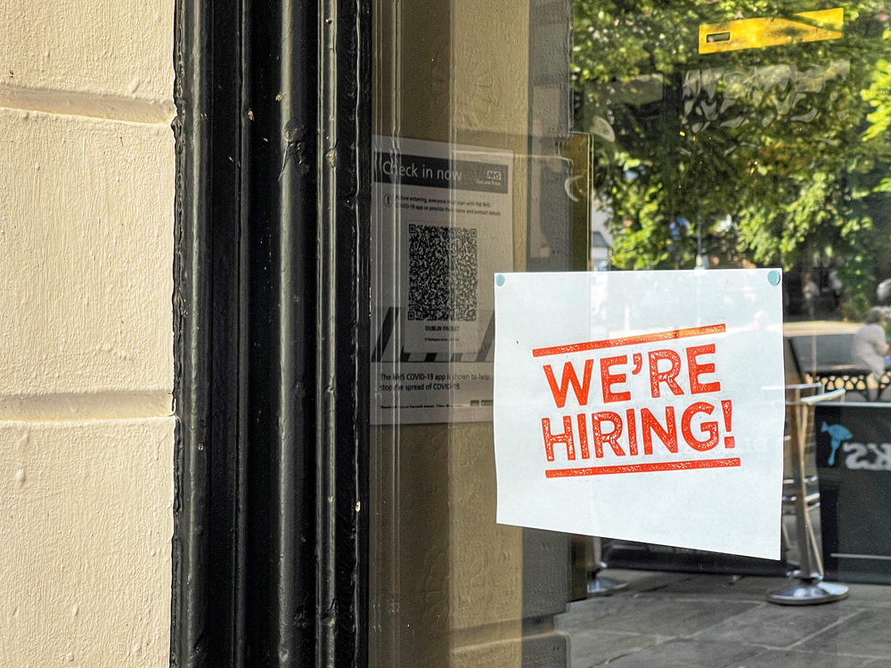 hiring sign in window
